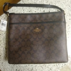 BNWT COACH Signature Coated Canvas File Bag/Cross